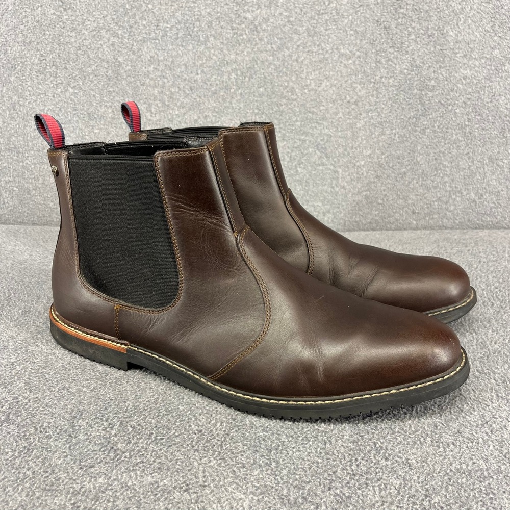 Timberland Chelsea Boots Mens 13 Brown Leather 5516A Anti-Fatigue Slip On Rugged